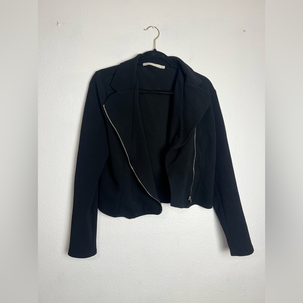Black Women's Blazer-esque Jacket With Zipper Detail